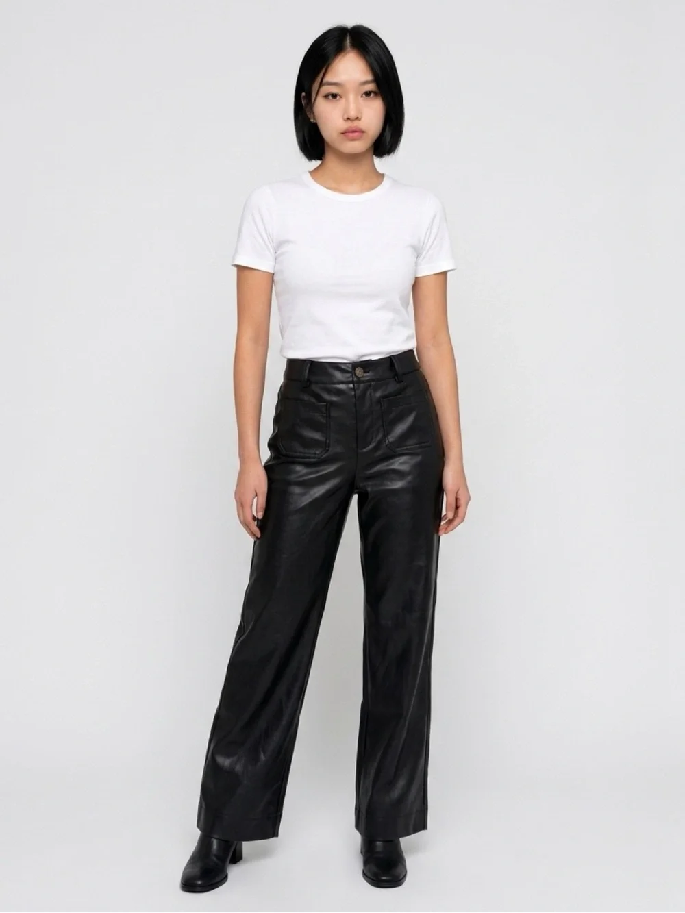 J. Crew Black Wide-Leg Faux Leather Jeans